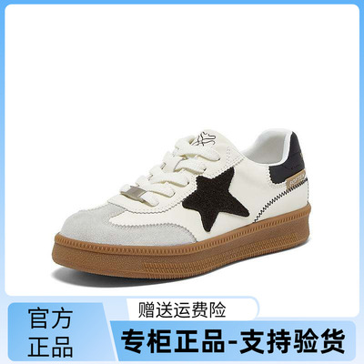 百思图2025秋季新款德训鞋时尚复古街头女休闲运动鞋B6701CM5