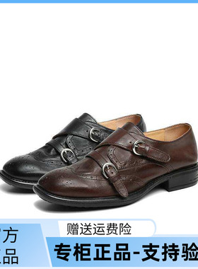 【92系列】百丽水洗牛皮复古乐福鞋女2026孟克单鞋子H8029AA6
