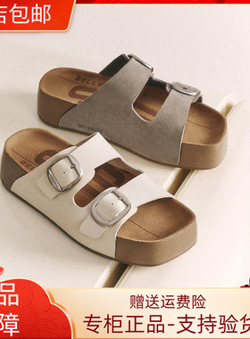 国内专柜正品2025夏款百丽吐司勃肯鞋厚底外穿沙滩拖鞋D5Z1 D5Z1D