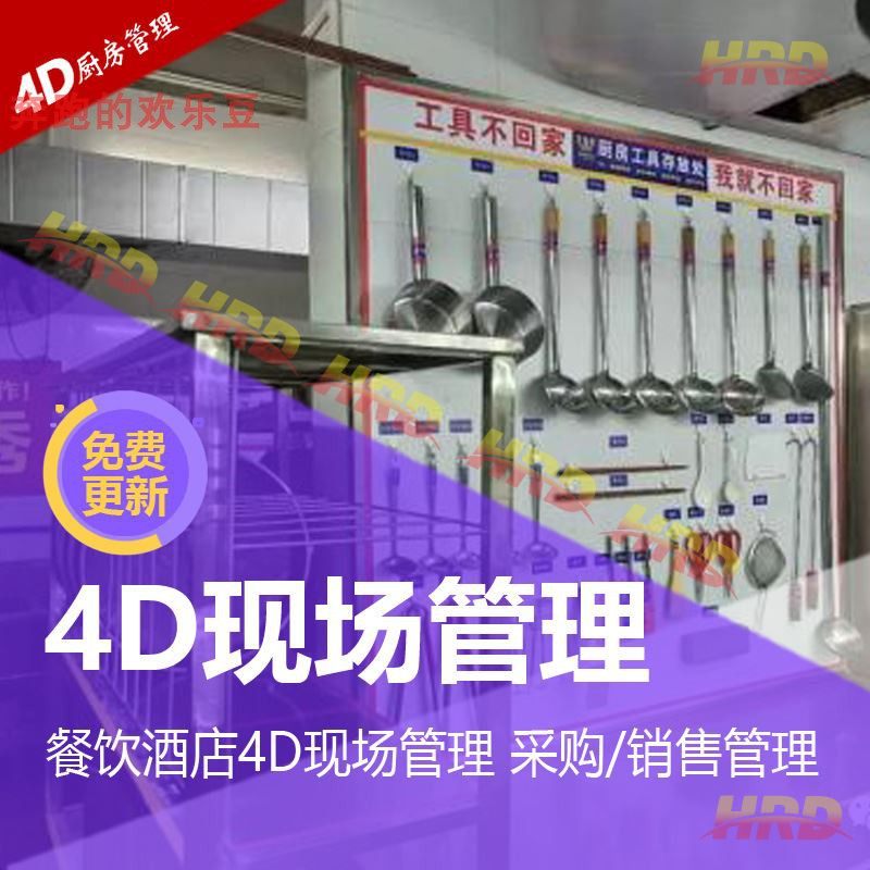 餐饮酒店4D厨房服务流程标签语现场厨政岗位职责管理表格视频教程 - 实物图