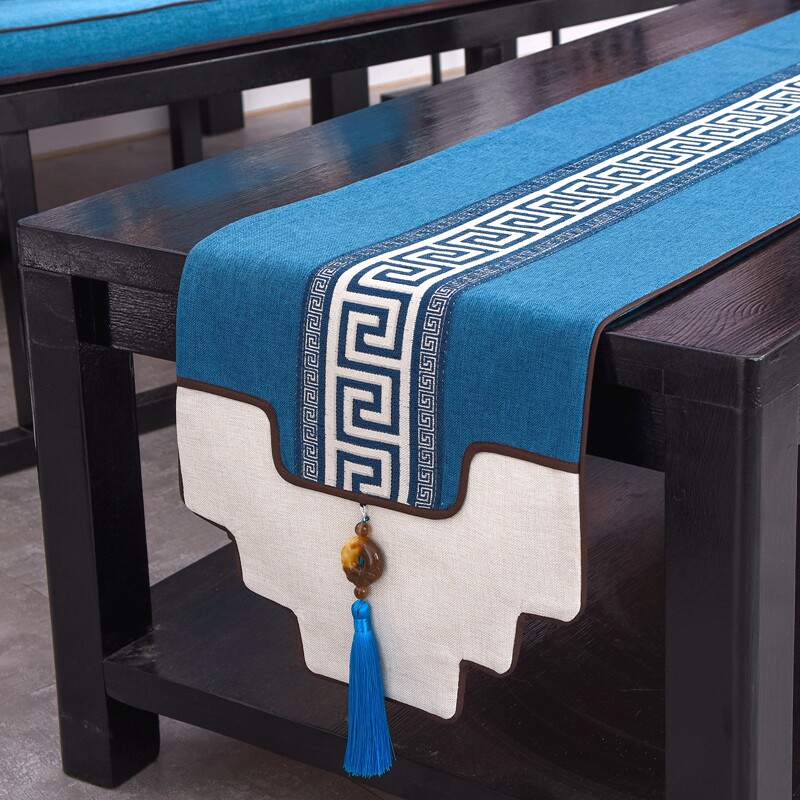 新中式桌旗茶台布艺长条盖布简约现代茶席防滑茶桌茶旗电视柜垫布