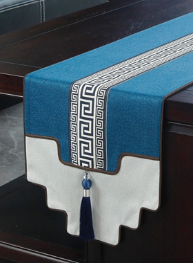 新中式桌旗禅意茶席轻奢高端茶台茶几茶旗防滑布艺电视柜长条盖布