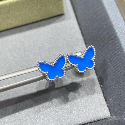 迷你蓝玉髓小蝴蝶耳钉