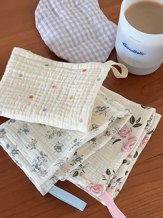 双层纱碎花方巾厨房抹布