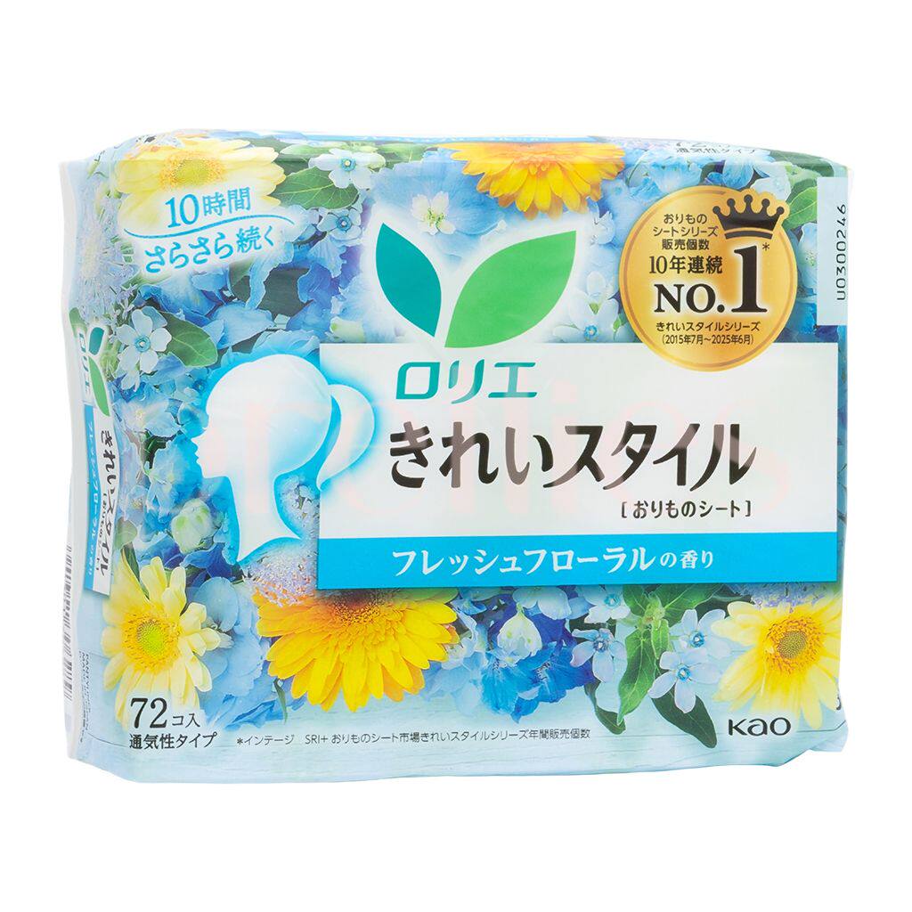 KAO花王 乐而雅超薄透气护垫14cm72枚入清新花香味蓝柔软透气性版