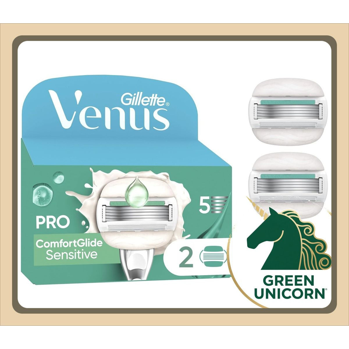 Gillette吉列Venus维纳斯敏感肌芦荟女士2片装女士除毛刀头替换刀