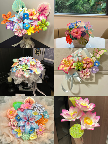 拼豆成品花束 情人节礼物 情侣礼品假花仿真花玫瑰花永生手工摆件
