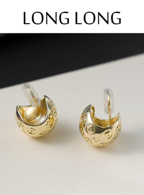 高级感轻奢小香风球形耳环女无耳洞蚊香盘耳夹气质百搭四叶草耳饰