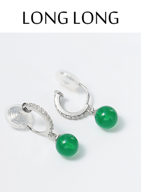 国潮清新绿色珍珠耳环女显瘦无耳洞蚊香盘耳夹复古宫廷风优雅耳饰