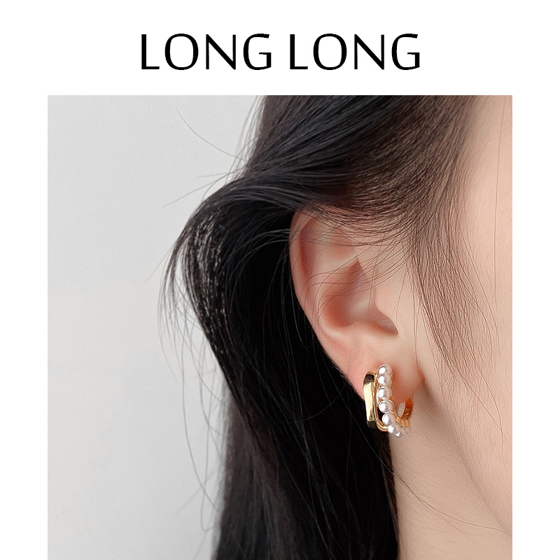 LONGLONG设计感珍珠耳圈耳夹