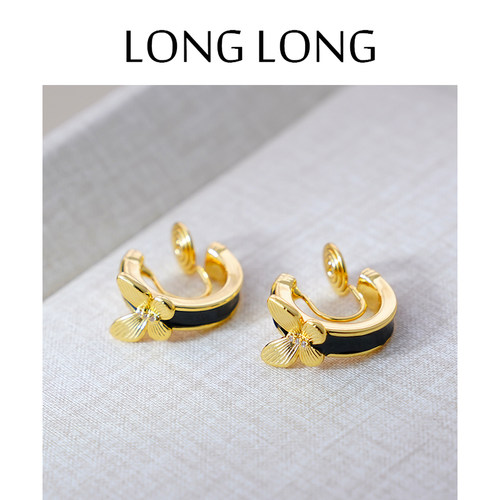LONGLONG简约c形滴油蝴蝶耳夹