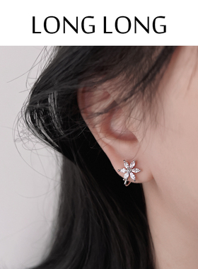 精致小花朵耳夹女无耳洞耳饰短款蚊香盘耳环ins风简约小巧高级感