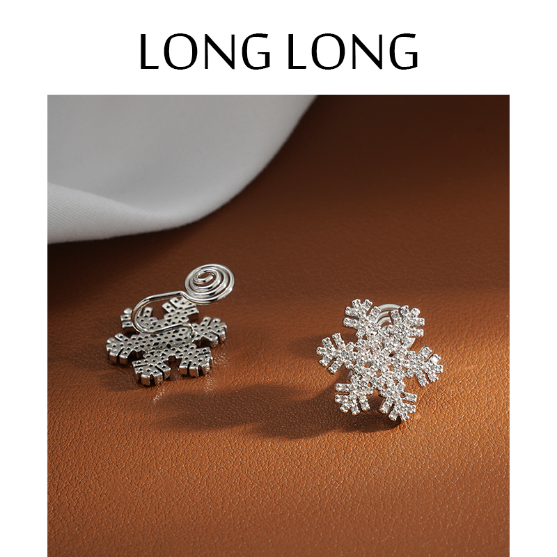 LONGLONG秋冬款精致雪花耳环超闪