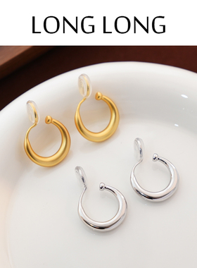 欧美时尚简约ins风圆形耳环女无耳洞一体式蚊香盘耳夹方圆脸显瘦