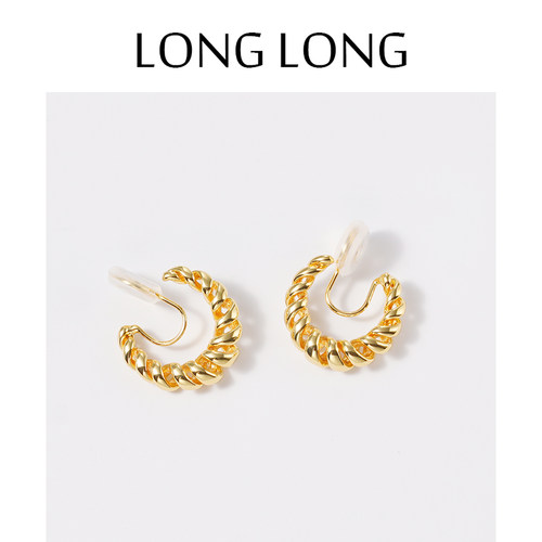 LONGLONG简约素圈螺纹无耳洞耳夹