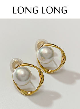 高级感珍珠耳夹女无耳洞蚊香盘耳环港风气质简约短款时尚假耳钉潮