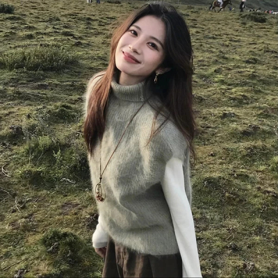 秋冬韩系高领软糯针织马甲女