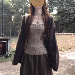 慵懒高级感毛衣套装女2026春季新款韩系冷淡两件套春装针织衫上衣