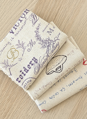 日本进口印花棉麻布 手工DIY棉布 拼布布料 麻布 0611-02