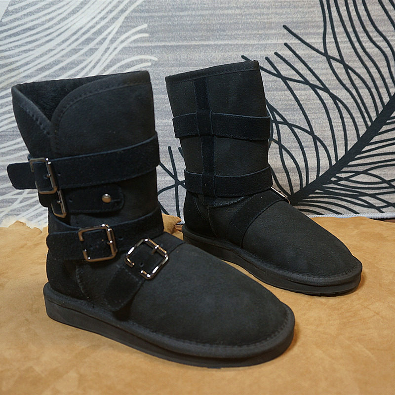 68-2冬季新款真皮羊皮毛一体雪地靴 保暖棉靴 皮带扣中筒靴,女鞋,时尚雪地靴,淘宝优惠券,粉丝福利购,淘宝优惠卷