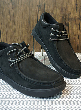 男士鞋 真皮系带圆头平跟靴子 休闲男鞋 真皮羊毛男靴 28-11A