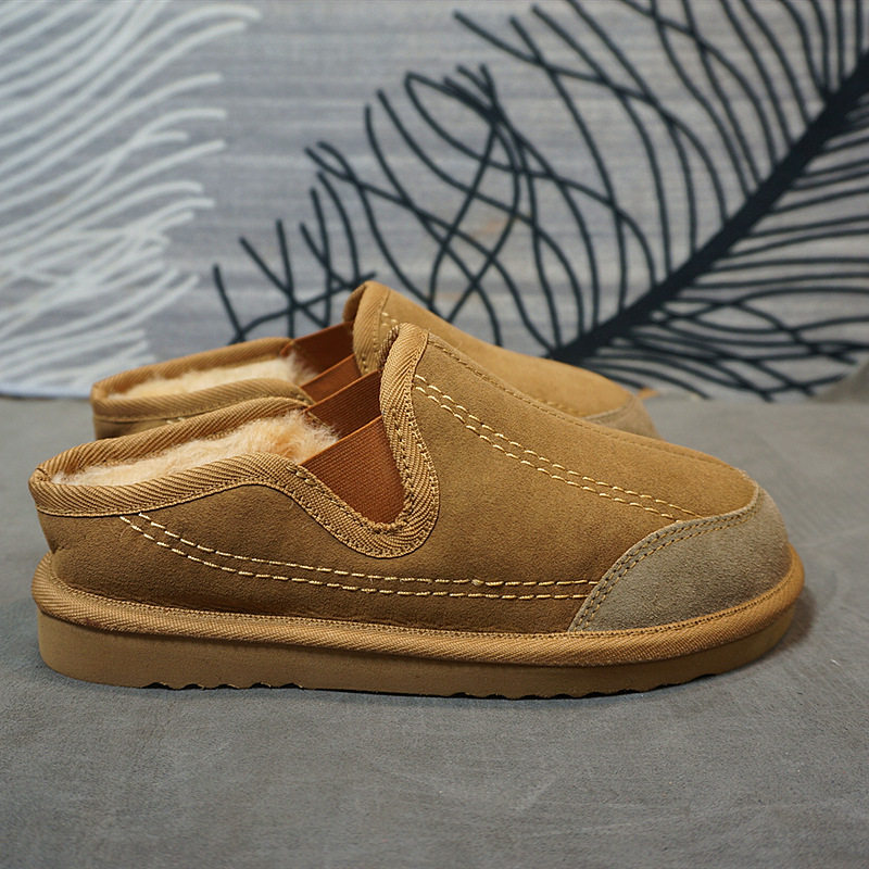 67-5 秋冬新款真皮羊皮毛一体包头拖鞋 平跟圆头家居鞋,女鞋,包头拖,淘宝优惠券,粉丝福利购,淘宝优惠卷