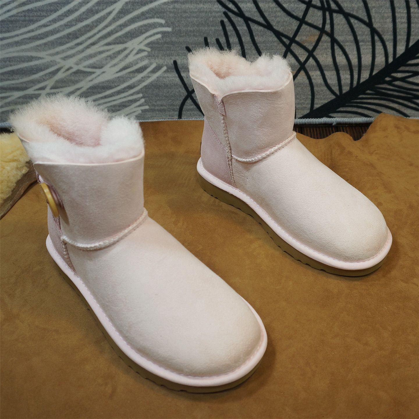 84-1中筒靴真皮羊皮毛一体雪地靴冬季新款套筒保暖棉靴