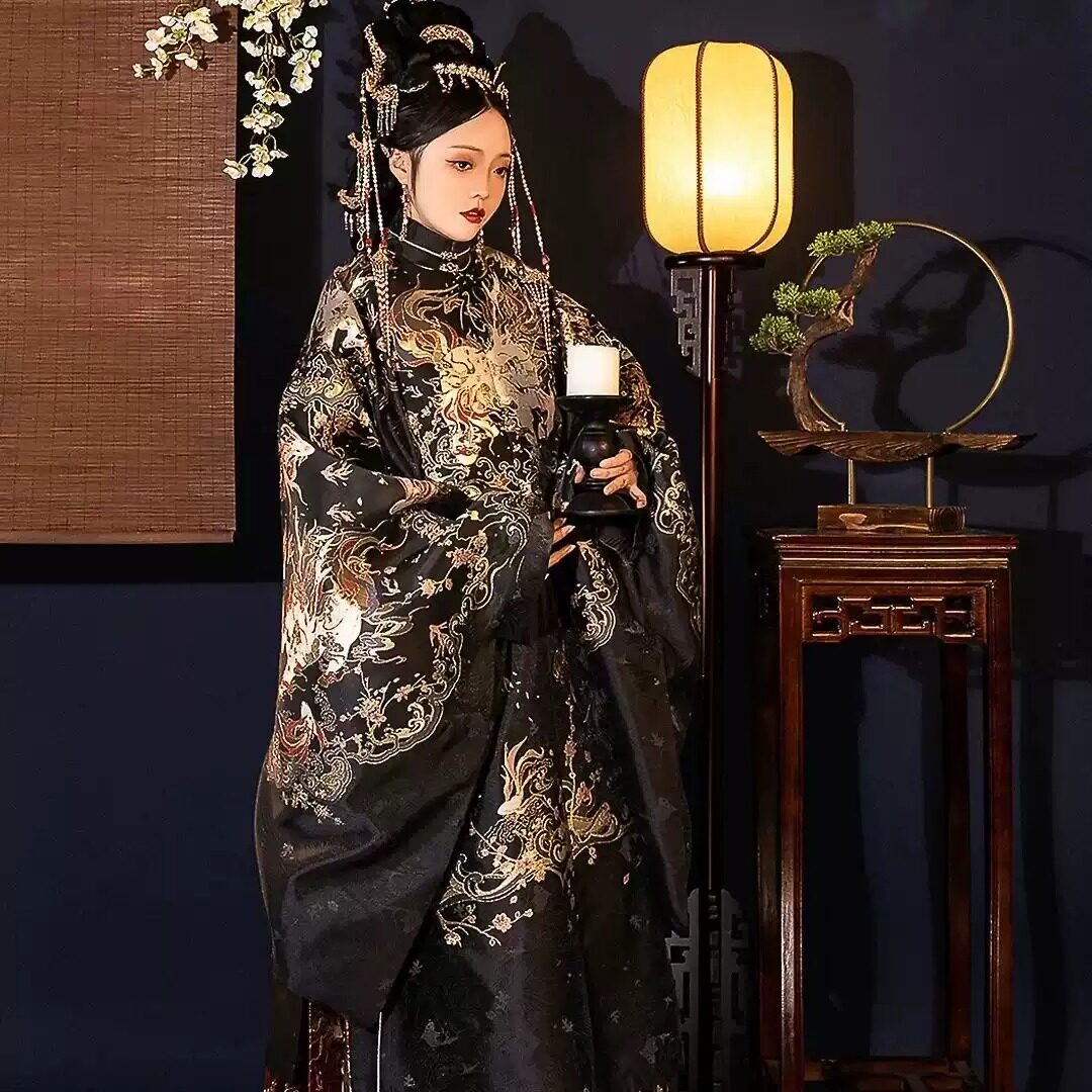 柏舟记/海晏河清/贵女汉服古风明制女立领大对襟长袄情侣妆花春日
