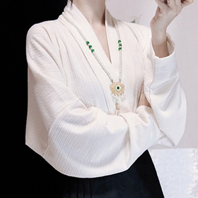 马面裙针织飞机袖上衣新中式百搭加厚日常衬衣穿搭纯色汉服秋冬款