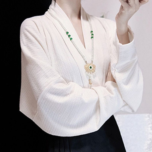 马面裙针织飞机袖上衣新中式百搭加厚日常衬衣穿搭纯色汉服秋冬款