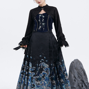 揽风华[观沧海]原创设计织金仿妆花海浪明制汉服马面裙2025年新款