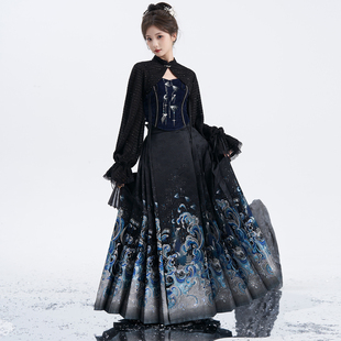 春书肆[观沧海]原创设计织金仿妆花海浪明制汉服马面裙2025年新款