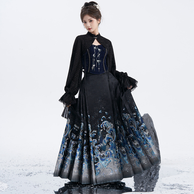 春书肆[观沧海]原创设计织金仿妆花海浪明制汉服马面裙2026年新款