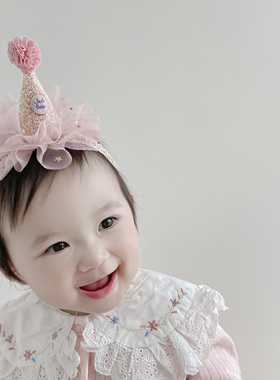 韩版可爱小宝宝皇冠小帽子发带婴幼儿新生儿简约百岁周岁宴会头饰