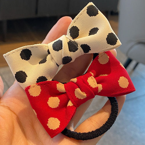 女童可爱波点发夹皮筋