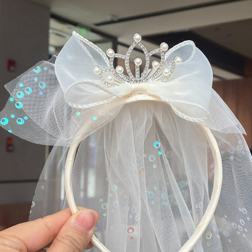 甜美儿童发箍网纱披风花童头饰