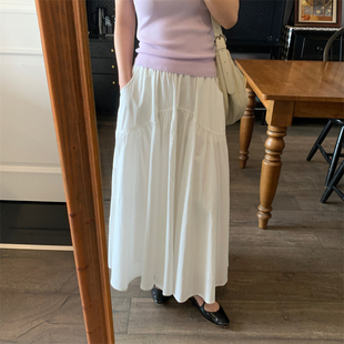 大伞裙用料近3m 松紧腰拼接小白裙 藏肉主义 ven