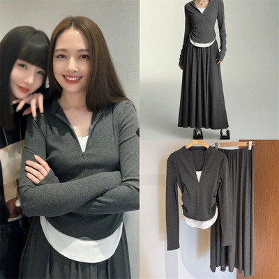 SS上衣+宽幅长裙时尚套装