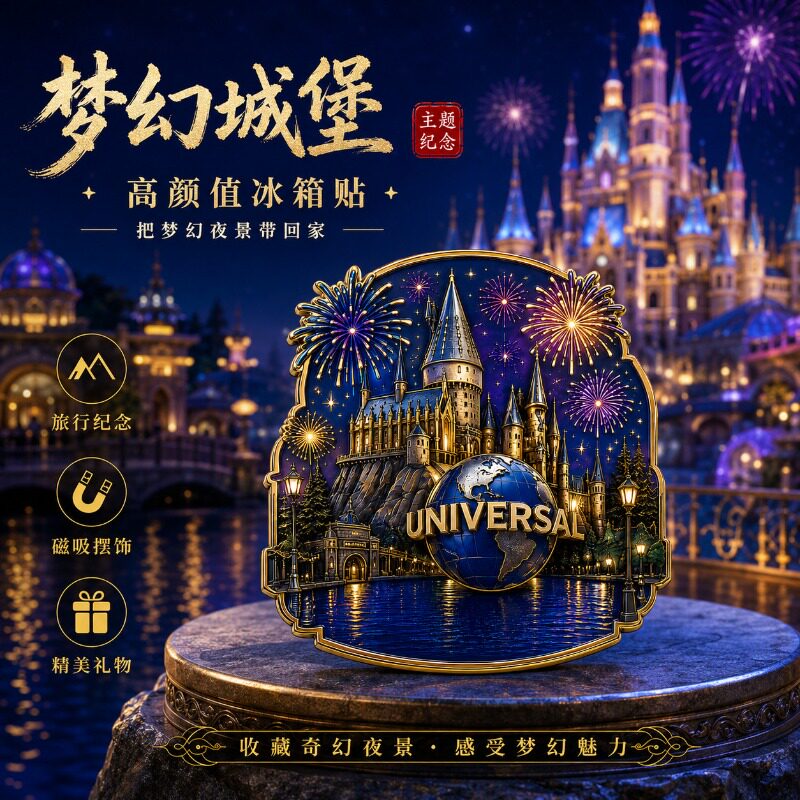 北京环球影城文创金属磁吸冰箱贴乐园城堡文旅周边纪念品伴手礼物图片