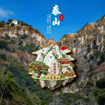 五大名山泰山五岳金属磁吸浮雕冰箱贴旅游景点文创纪念品伴手礼品
