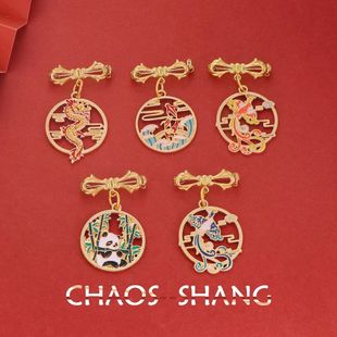 中国风龙形胸针可爱国潮动物金属徽章男女汉服别针包包衣服配饰品