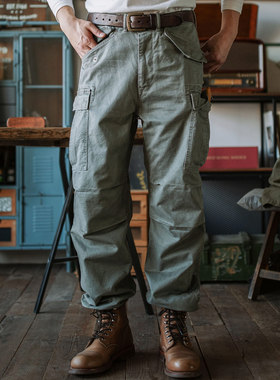 靛海 美式复古m51伞兵军裤 重磅纯棉水洗战术裤口袋休闲工装裤男