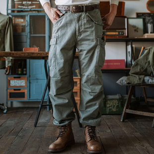 裤 靛海 重磅纯棉水洗做旧多口袋休闲工装 复古M51伞兵军裤 男 美式