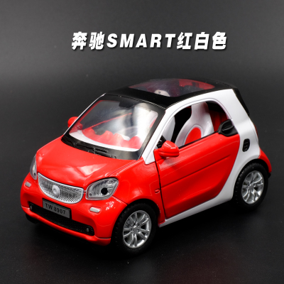 新款奔驰可爱合金车模smart2代 声光回力开门 男孩