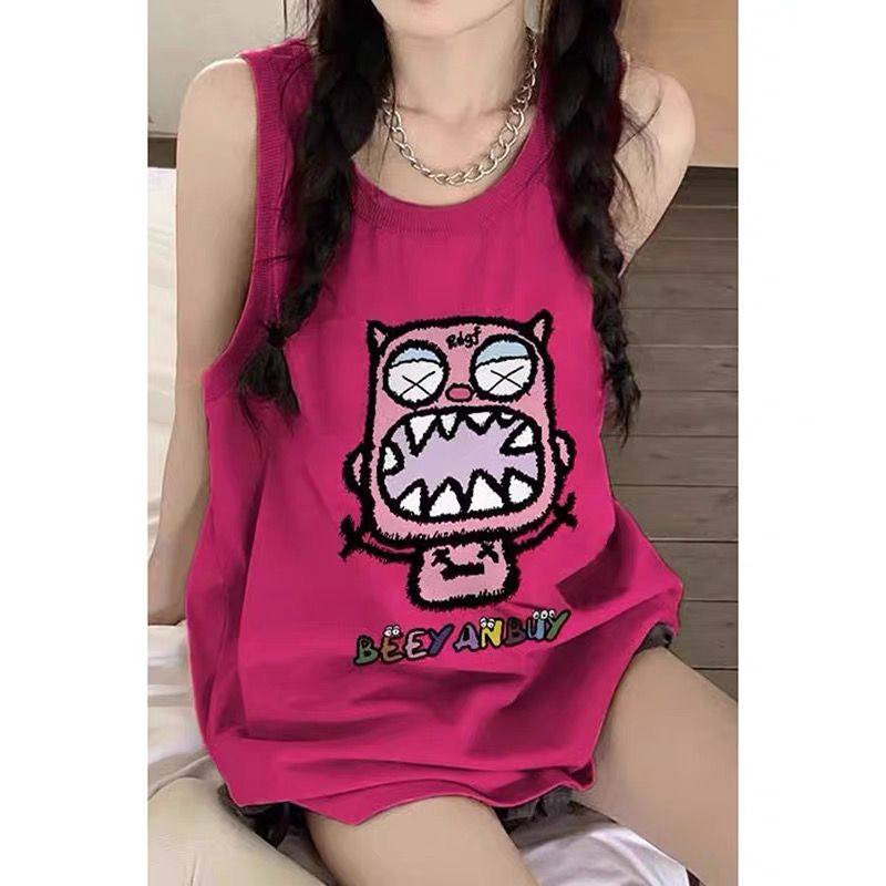 夏季玫红色吊带女潮运动背心外穿内搭无袖t恤上衣多巴胺穿搭ins潮,女装/女士精品,背心吊带,淘宝优惠券,粉丝福利购,淘宝优惠卷