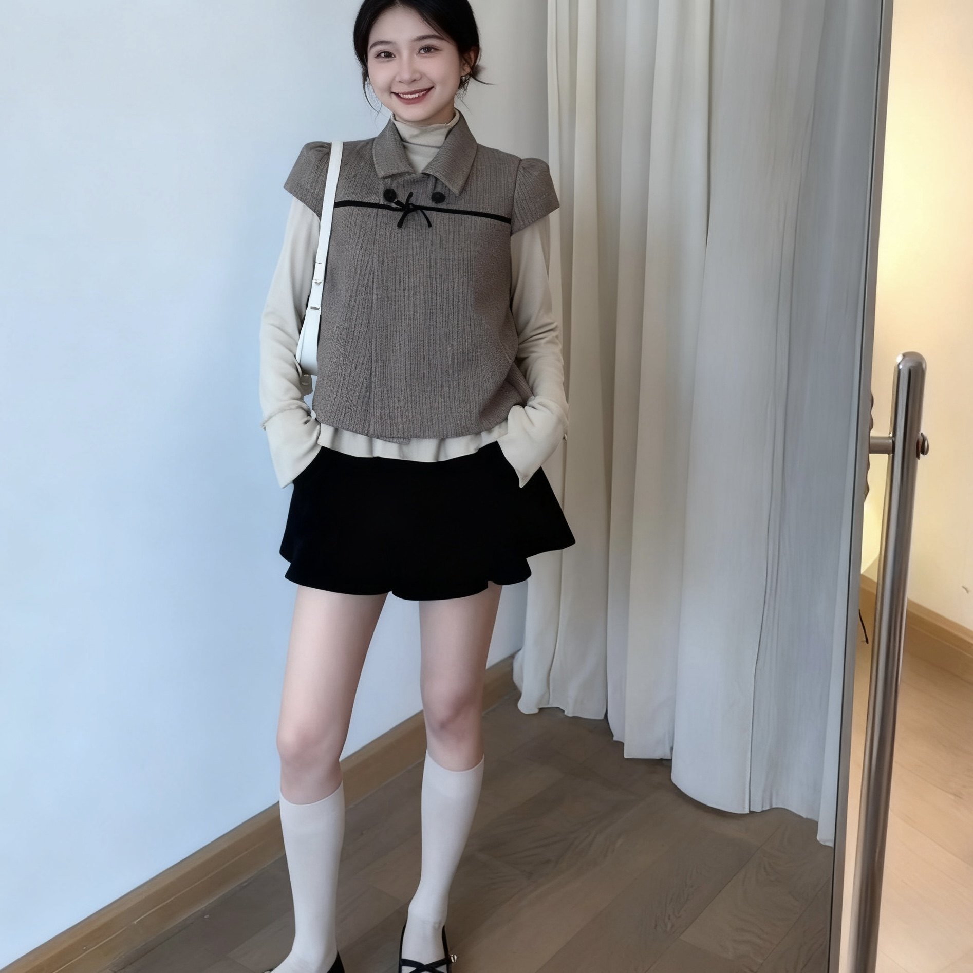 韩系减龄穿搭套装女2026年春秋新款翻领开衫打底上衣半身裙三件套,女装/女士精品,大码套装,淘宝优惠券,粉丝福利购,淘宝优惠卷