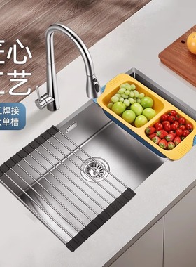 欧琳不锈钢手工单槽洗菜池厨房加厚水槽GR9105/9103/9107台下台中