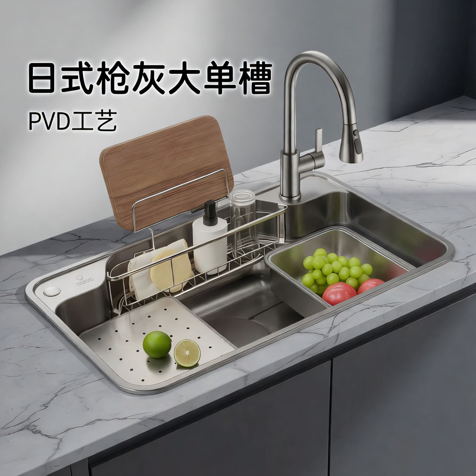 欧琳水槽日式大单槽 家用304不锈钢洗菜盆纳米易清洁洗碗槽9129H