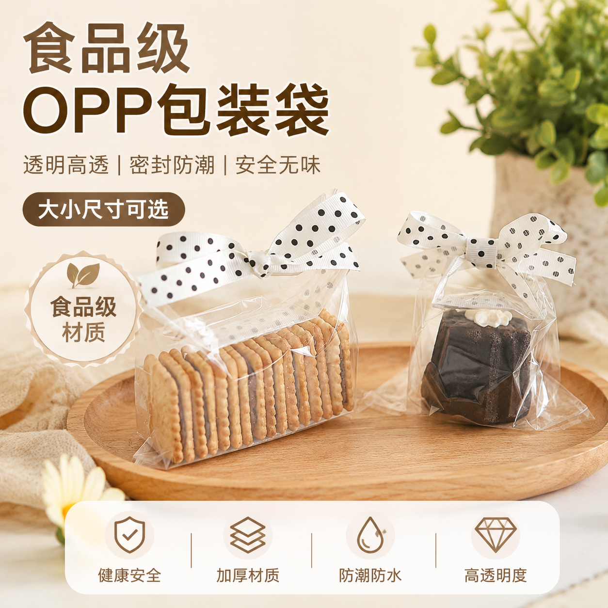 食品OPP平口面包包装袋加厚透明可露丽司康点心烘焙齐口塑料袋