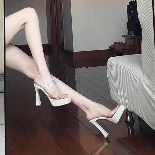 绝美11CM超高跟拖鞋女夏外穿透明